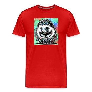 hedgehog - Men's Premium Organic T-Shirt - red - Front - Damien (186cm)