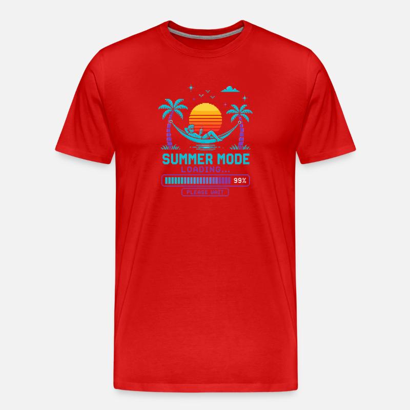 Summer Mode Loading: Sunset - Men's Premium Organic T-Shirt - red