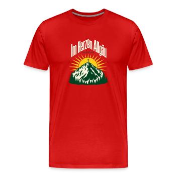 Im Herzen Allgaeu, Gruenten Hiking Souvenir - Männer Premium Bio T-Shirt - Rot - Vorne - Damien (186cm)