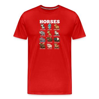 Horses Funny Animal Card False Horse Mood - Men's Premium Organic T-Shirt - red - Front - Damien (186cm)