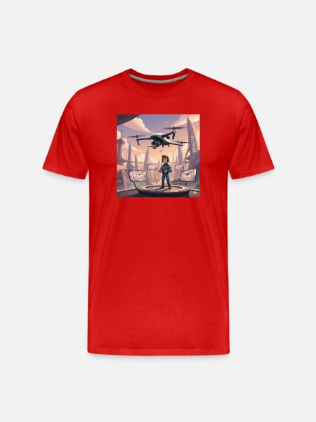 Drone Pilot in Neon Town - Men's Premium Organic T-Shirt - red