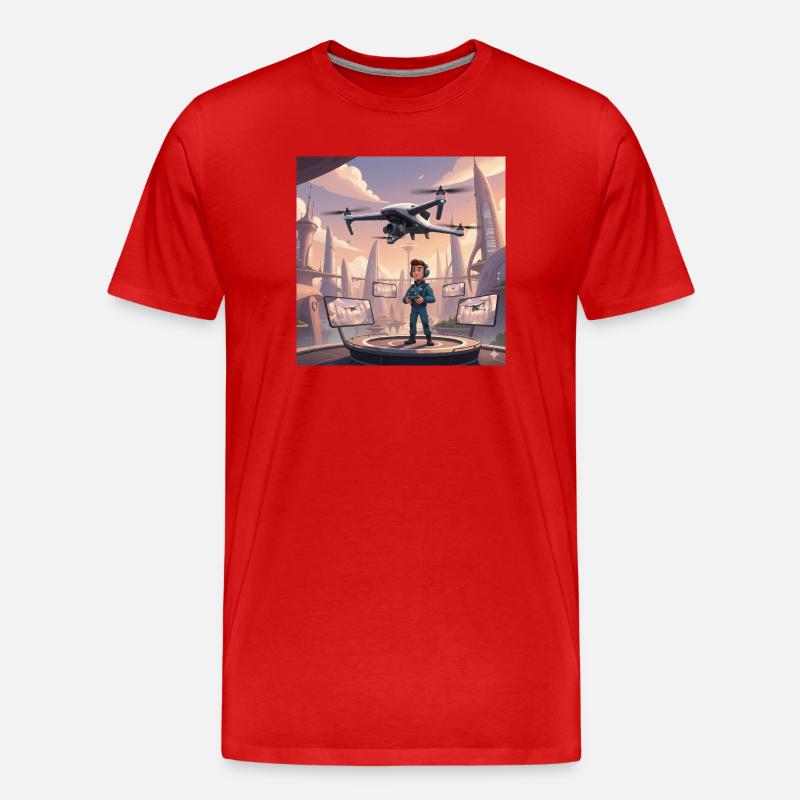 Drohne Pilot in Neonstadt - Männer Premium Bio T-Shirt - Rot
