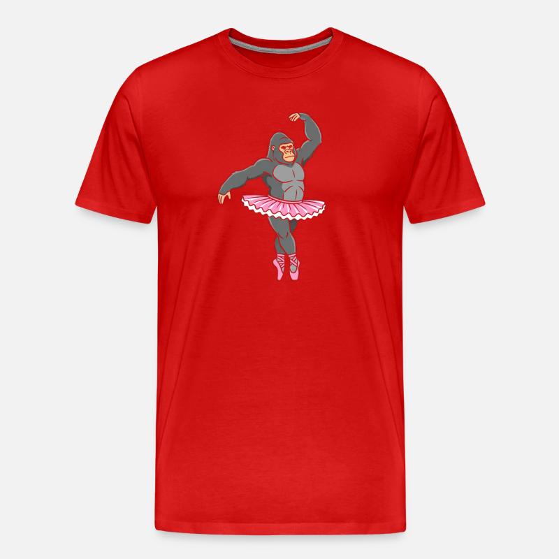 Gorille en tutu rose dansant - T-shirt bio Premium Homme - rouge