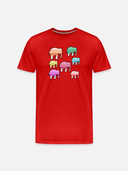 Éléphants - T-shirt bio Premium Homme - rouge