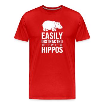 Hippopotamus Sayings Hippopotamus Joke Hippopotamus Gift - Men's Premium Organic T-Shirt - red - Front - Damien (186cm)