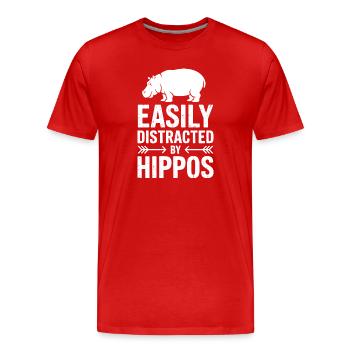 Hippopotamus Sayings Hippopotamus Joke Hippopotamus Gift - Men's Premium Organic T-Shirt - red - Front - Damien (186cm)
