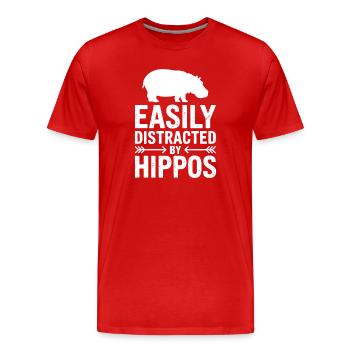 Hippopotamus Sayings Hippopotamus Joke Hippopotamus Gift - Men's Premium Organic T-Shirt - red - Front - Damien (186cm)