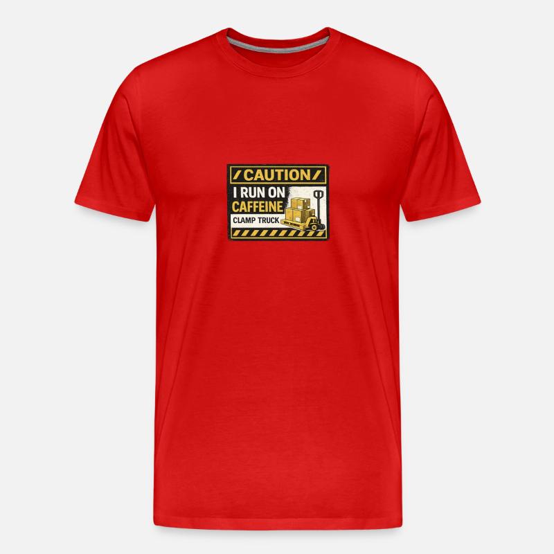 Caffeine Fueled Forklift Patch - Men's Premium Organic T-Shirt - red