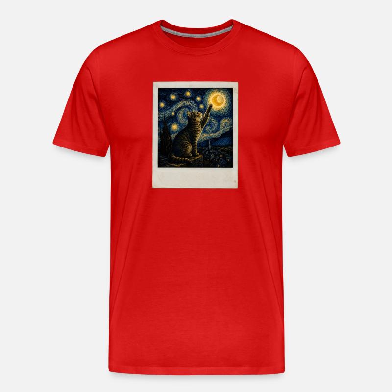 Sternenkatze im Nachtstil - Männer Premium Bio T-Shirt - Rot