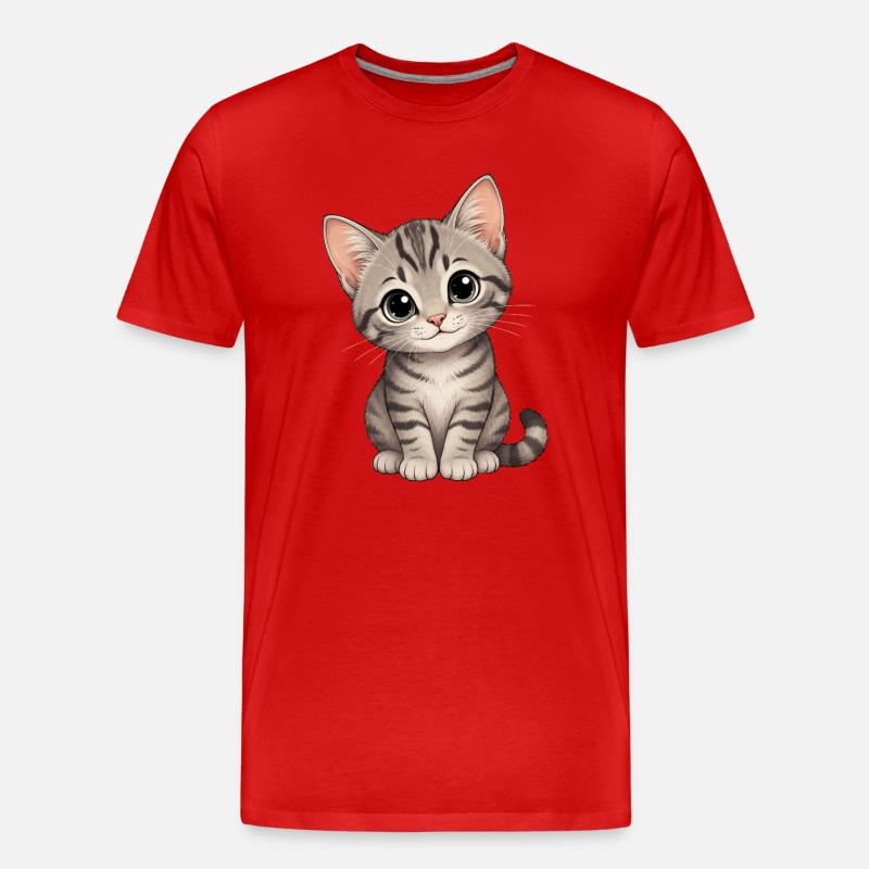 Liebes Kätzchen - Männer Premium Bio T-Shirt - Rot