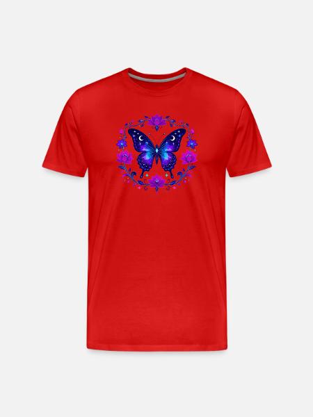 Noctilucent butterfly in lotus frame - Men's Premium Organic T-Shirt - red