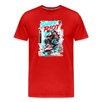 Shark Riot Streetwave Full Send Skate Design - Men's Premium Organic T-Shirt - red - Front - Damien (186cm)