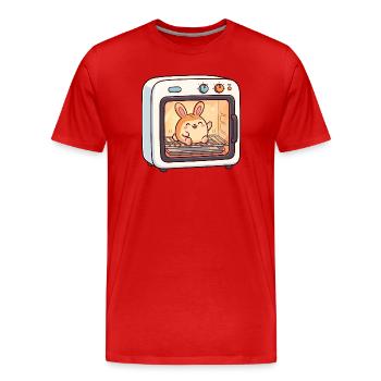 Schwangere Frau im Brötchen im Ofen – lustige Schw - Männer Premium Bio T-Shirt - Rot - Vorne - Damien (186cm)
