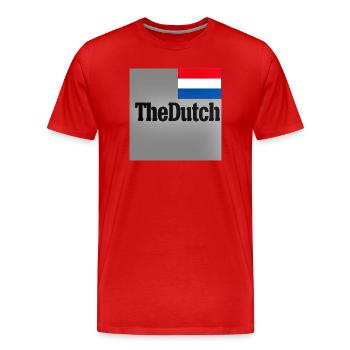 Le drapeau typographique néerlandais - T-shirt bio Premium Homme - rouge - Devant - Damien (186cm)