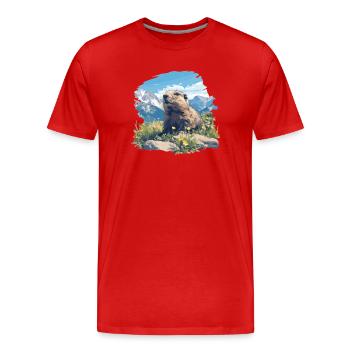 Marmottes Marmotte - T-shirt bio Premium Homme - rouge - Devant - Damien (186cm)