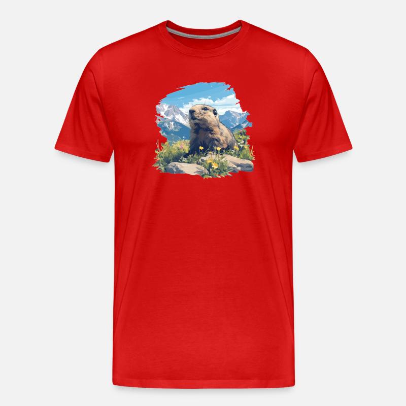 Murmeltiere Murmeltier - Männer Premium Bio T-Shirt - Rot