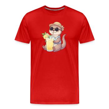 Summer Otter Lemonade Vibe - Men's Premium Organic T-Shirt - red - Front - Damien (186cm)