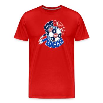USA Soccer Fan 2026, Stars and Stripes Soccer Ball - Männer Premium Bio T-Shirt - Rot - Vorne - Damien (186cm)