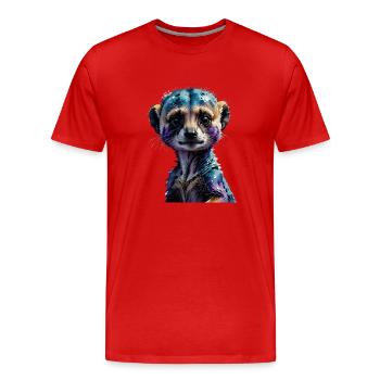 Buntes Erdmännchen Wasserfarben-Illustration - Männer Premium Bio T-Shirt - Rot - Vorne - Damien (186cm)