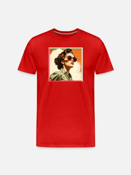 Retro Female Figure in Sunglasses - Men's Premium Organic T-Shirt - red