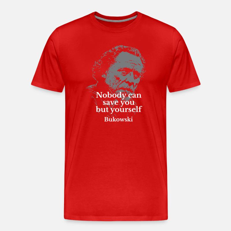 Zitat von Charles Bukowski über Selbstständigkeit - Männer Premium Bio T-Shirt - Rot