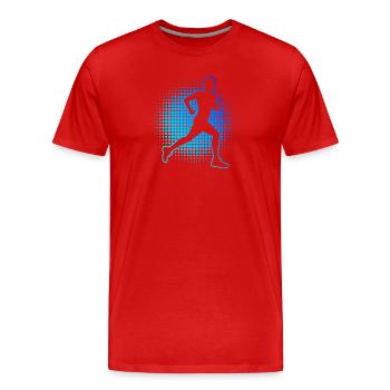 Geschenkidee für einen Running mit Running - Männer Premium Bio T-Shirt - Rot - Vorne - Damien (186cm)