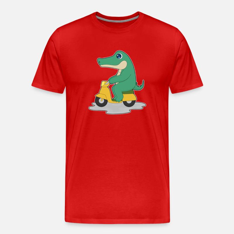 Krokodil Motorroller - Männer Premium Bio T-Shirt - Rot