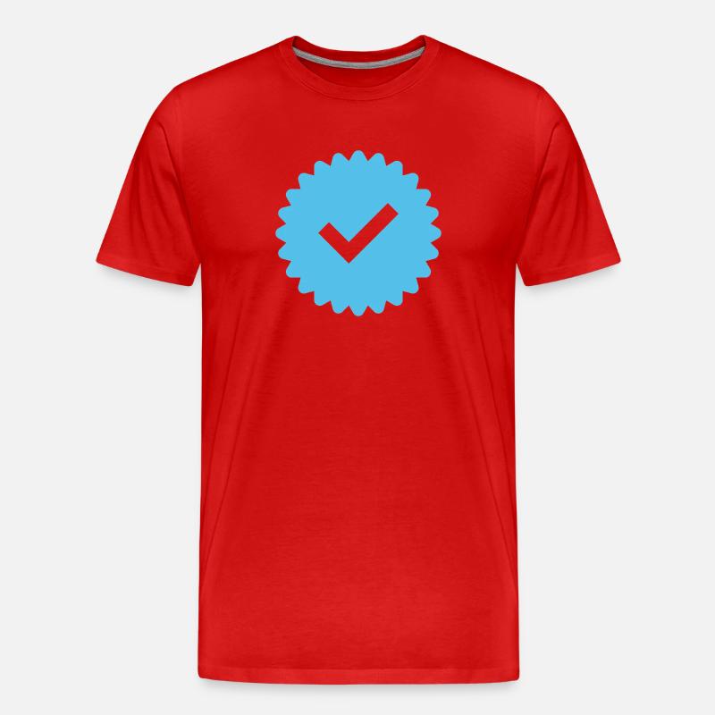 Blue Tick Abzeichen - Männer Premium Bio T-Shirt - Rot