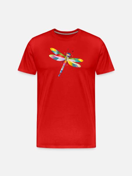Bunte Libelle Regenbogen Stil  - Männer Premium Bio T-Shirt - Rot