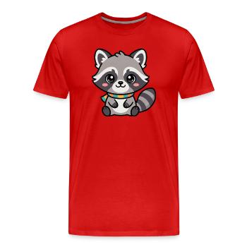 Kuschelraccoon mit Schal - Männer Premium Bio T-Shirt - Rot - Vorne - Damien (186cm)