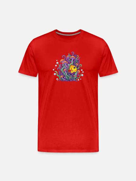 Bunter Fisch im Meereswald - Männer Premium Bio T-Shirt - Rot