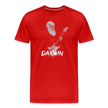 Darwin jouant de la guitare Evolution - T-shirt bio Premium Homme - rouge - Devant - Damien (186cm)