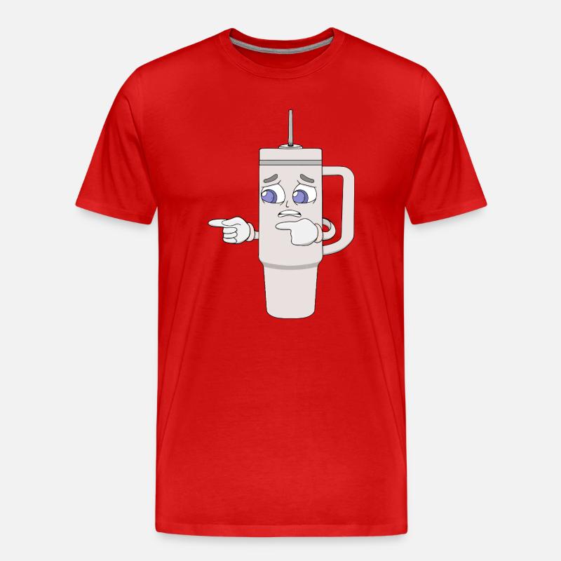 Besorgtes Shaker-Cup-Maskottchen - Männer Premium Bio T-Shirt - Rot