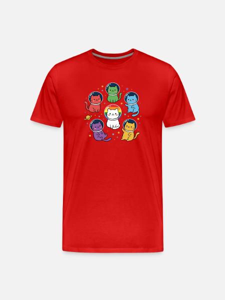 Pride Month LGBTQ - Rainbow Space Cats - Men's Premium Organic T-Shirt - red