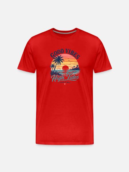 Vibes High Tides Sunset - Men's Premium Organic T-Shirt - red