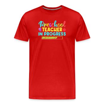 Pré-maternelle en cours Maternelle École maternelle en cours - T-shirt bio Premium Homme - rouge - Devant - Damien (186cm)