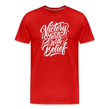 Victory Starts With Belief - Men's Premium Organic T-Shirt - red - Front - Damien (186cm)