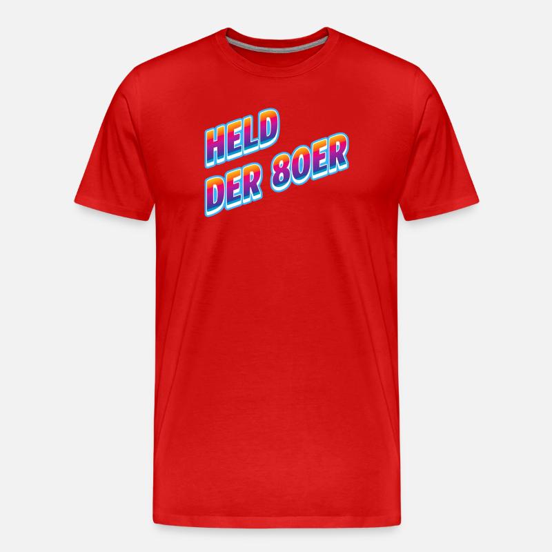 Held der 80er Neon-Retro - Männer Premium Bio T-Shirt - Rot