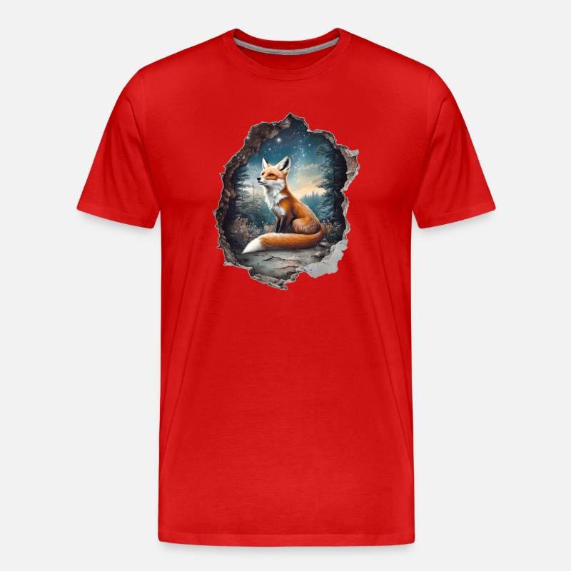 Fuchs Sterne Wald - Männer Premium Bio T-Shirt - Rot