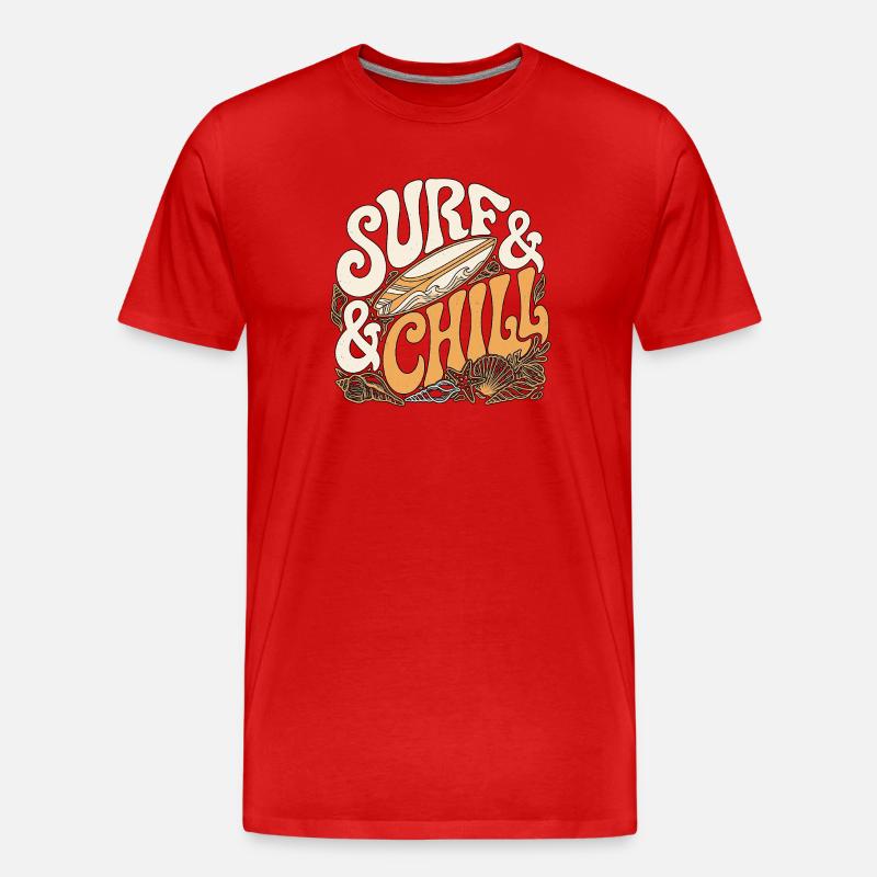 Surf And Chill - Männer Premium Bio T-Shirt - Rot