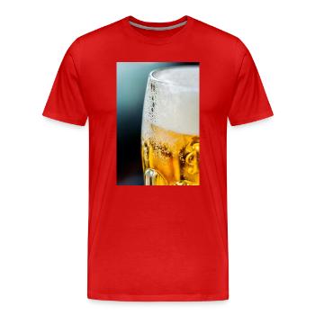 Light Gold Beer Glass Pattern - Men's Premium Organic T-Shirt - red - Front - Damien (186cm)