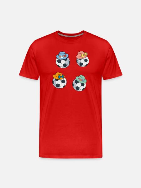 Fußbälle mit Hut - Männer Premium Bio T-Shirt - Rot