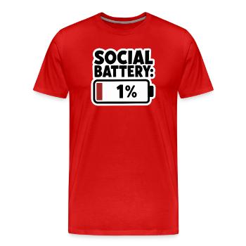 Social Battery 1 percent Low Energy Introvert - Men's Premium Organic T-Shirt - red - Front - Damien (186cm)