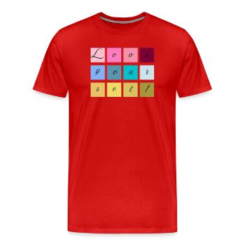 Love Yourself Lettering Pastel - Men's Premium Organic T-Shirt - red - Front - Damien (186cm)