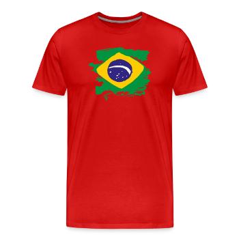Brazil Flag - Men's Premium Organic T-Shirt - red - Front - Damien (186cm)
