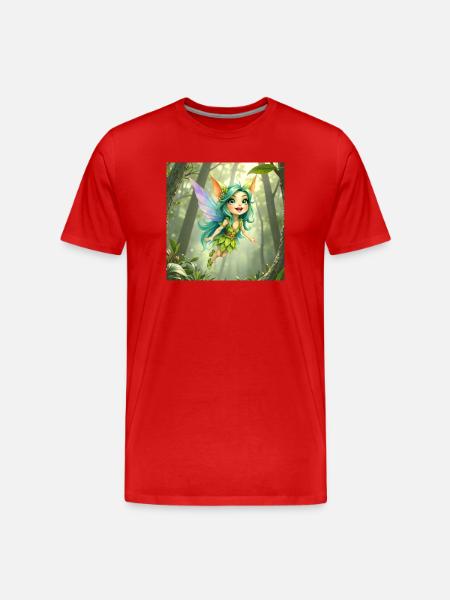 Fee des Smaragdwaldes - Männer Premium Bio T-Shirt - Rot