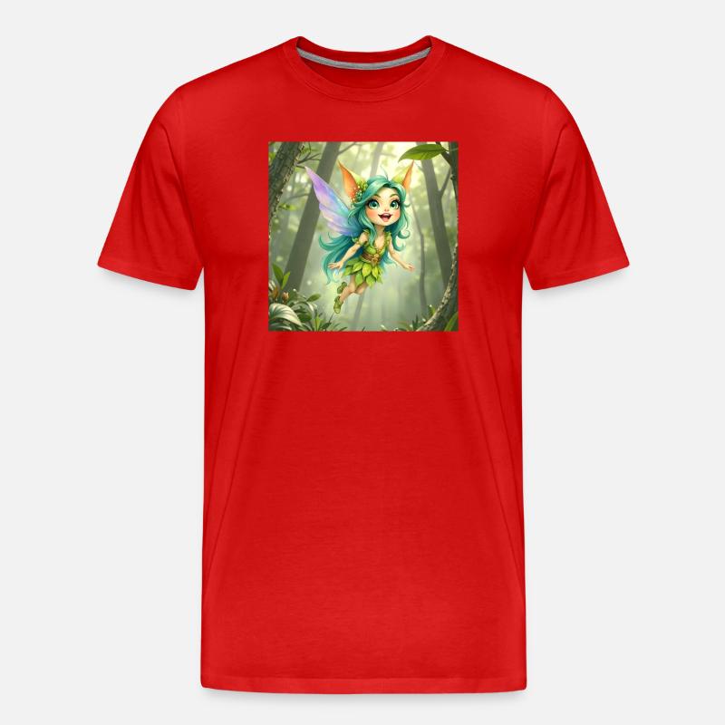 Fee des Smaragdwaldes - Männer Premium Bio T-Shirt - Rot