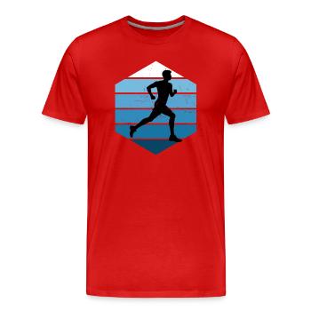 Geschenkidee für einen Running mit Running - Männer Premium Bio T-Shirt - Rot - Vorne - Damien (186cm)