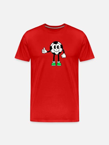Fröhlicher Fußball Daumen hoch - Männer Premium Bio T-Shirt - Rot