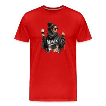 Dramatic Girl mit Wein und Peace Zeichen für - Männer Premium Bio T-Shirt - Rot - Vorne - Damien (186cm)
